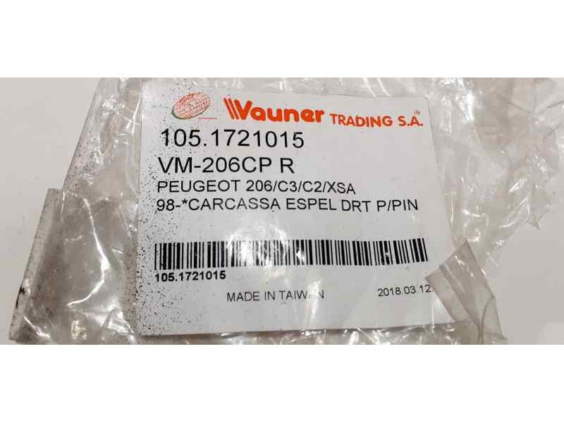 Recambio de carcasa retrovisor derecho para peugeot 206 berlina x-line referencia OEM IAM 1051721015 40878 