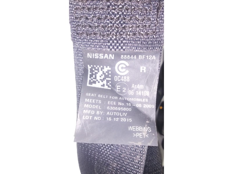 Recambio de cinturon seguridad trasero derecho para nissan juke (f15) acenta referencia OEM IAM 630748000A 50393 