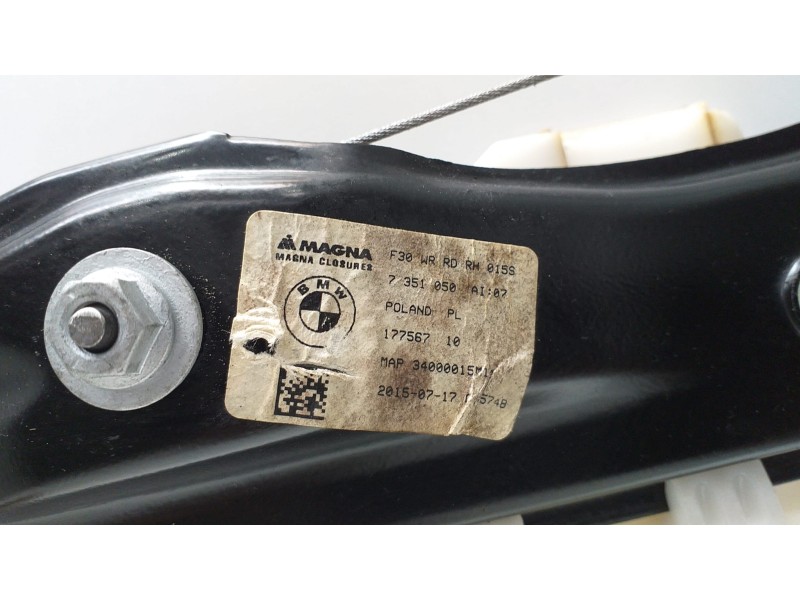 Recambio de elevalunas trasero derecho para bmw serie 3 touring (f31) 318d referencia OEM IAM 7351050 50812 