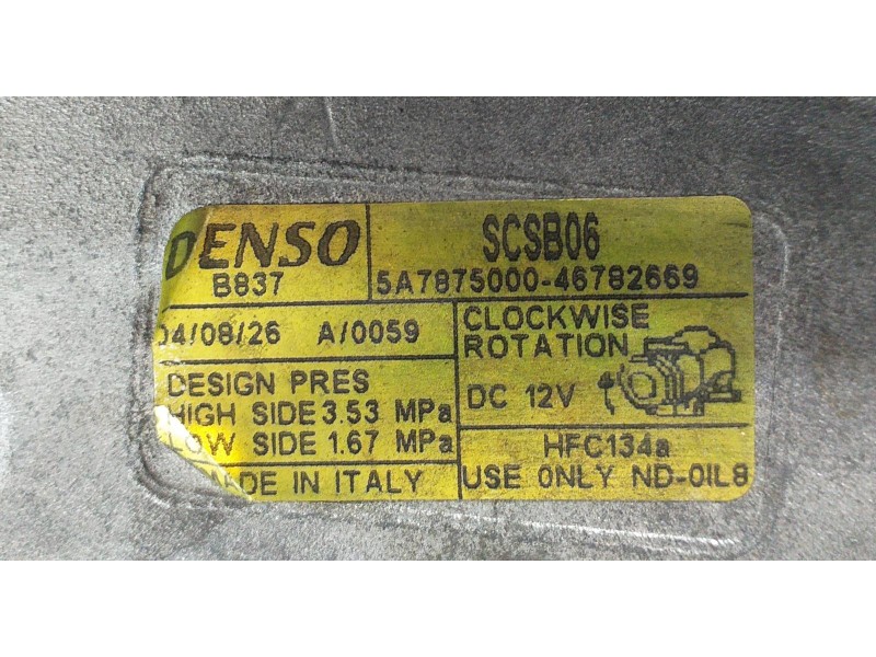 Recambio de compresor aire acondicionado para fiat punto berlina (188) 1.2 16v elx referencia OEM IAM 5A787500046782669 62496 