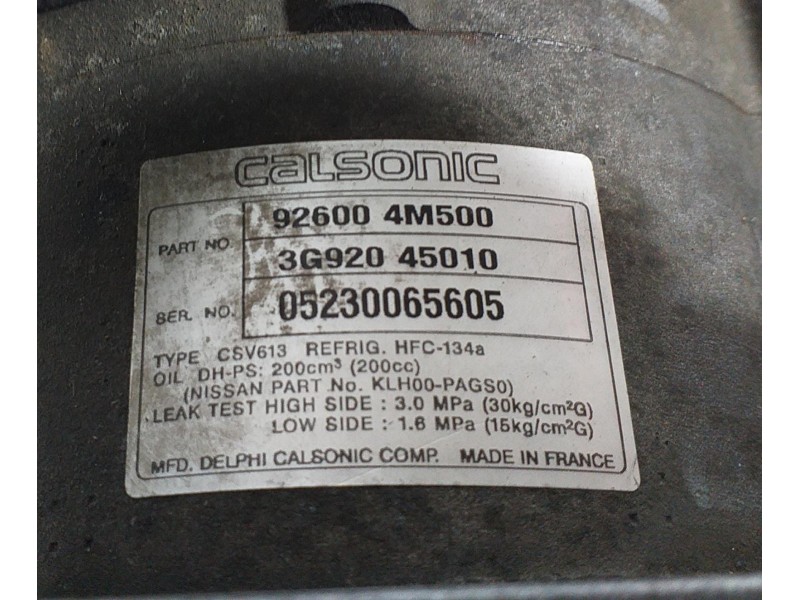Recambio de compresor aire acondicionado para nissan almera tino (v10m) 2.2 dci diesel cat referencia OEM IAM 926004M500 62512 