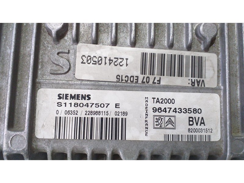 Recambio de centralita cambio automatico para citroën c5 berlina 2.0 hdi 90 sx/sx automático referencia OEM IAM 9647433580 71619