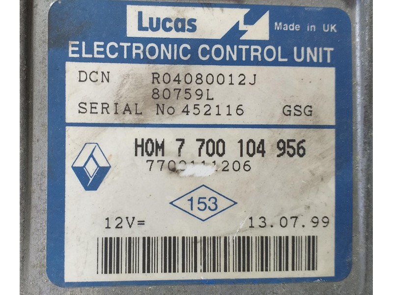 Recambio de centralita motor uce para renault clio ii fase i (b/cbo) 1.9 d referencia OEM IAM 7700104956 71803 R