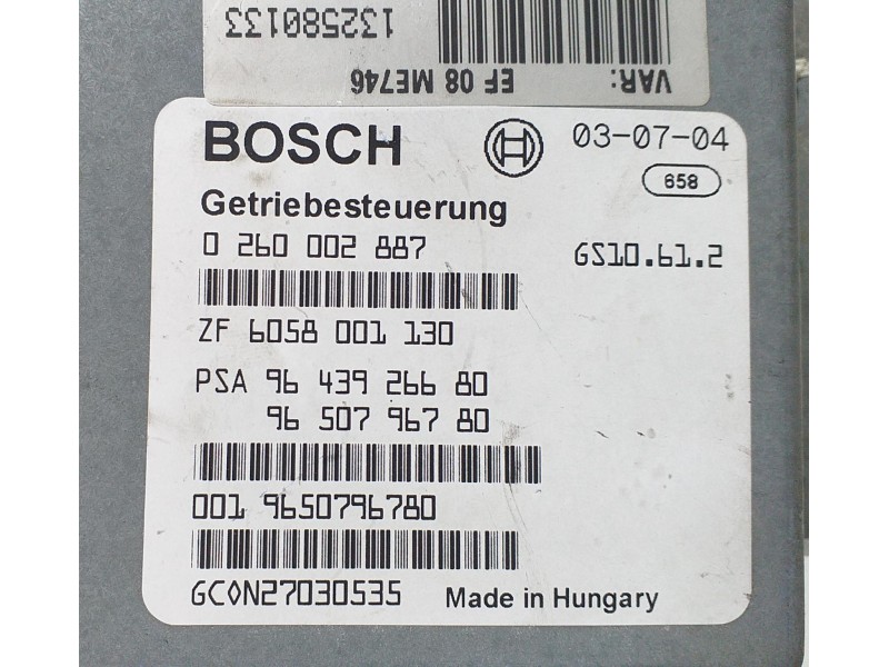 Recambio de centralita cambio automatico para citroën c5 berlina 2.0 16v exclusive automático referencia OEM IAM 9643926680 7201