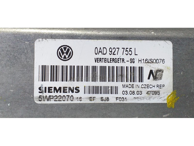 Recambio de centralita cambio automatico para volkswagen touareg (7l6) 3.6 v6 24v fsi referencia OEM IAM 0AD927755L 72335 R Recambio de centralita cambio automatico para volkswagen touareg (7l6) 3.6 v6 24v fsi referencia OEM IAM 0AD927755L 72335 R