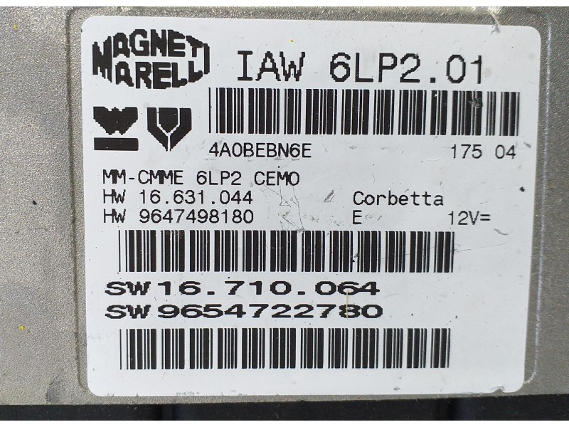 Recambio de centralita motor uce para peugeot 206 berlina e-music referencia OEM IAM 9654722780 72404 R