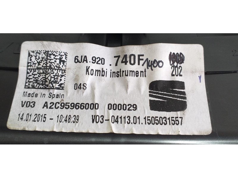 Recambio de cuadro instrumentos para seat toledo (kg3) connect referencia OEM IAM 6JA920740F 72477 R