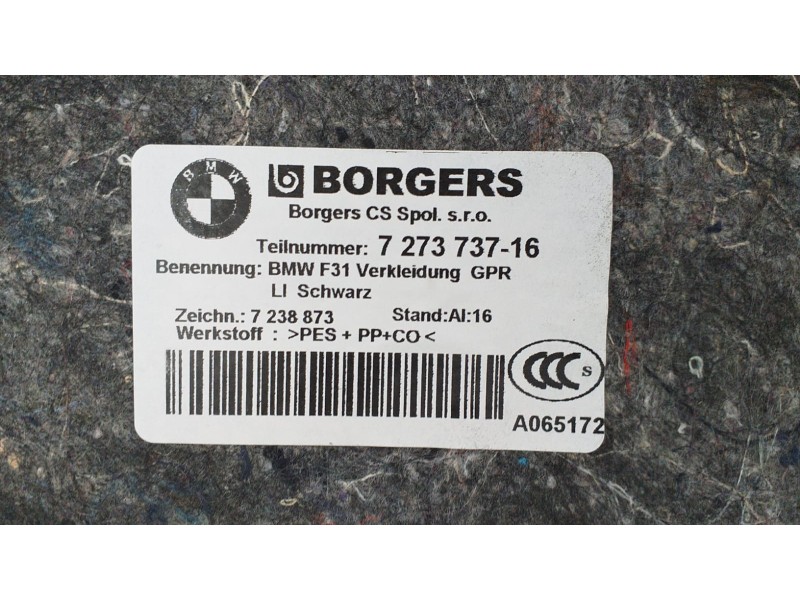 Recambio de guarnecido porton trasero para bmw serie 3 touring (f31) 318d referencia OEM IAM 7273737 51903 