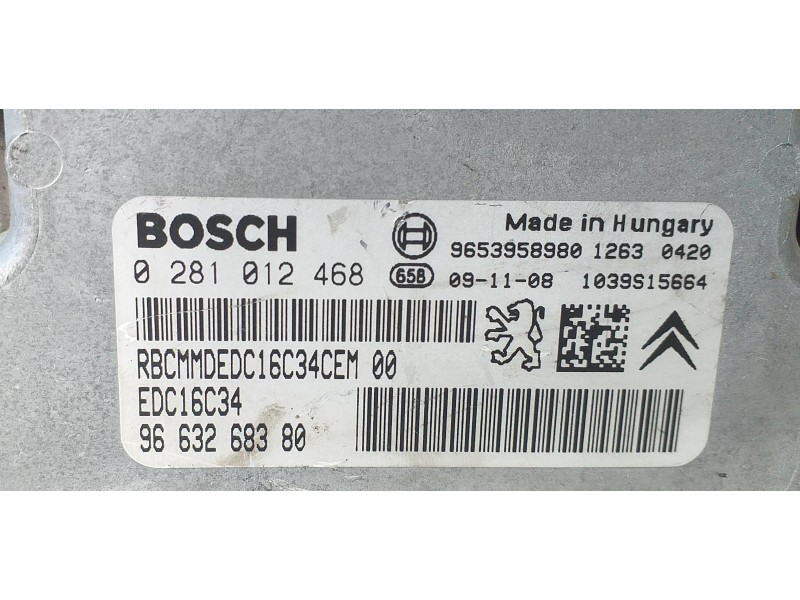 Recambio de centralita motor uce para citroën xsara picasso 1.6 hdi 90 exclusive referencia OEM IAM 9663268380 72729 R