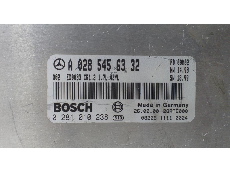 Recambio de centralita motor uce para mercedes-benz clase a (w168) 160 cdi (168.007) referencia OEM IAM A0285456332 72788 R