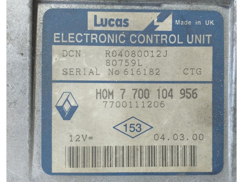 Recambio de centralita motor uce para renault clio ii fase i (b/cbo) 1.9 d referencia OEM IAM 7700104956 73191 R