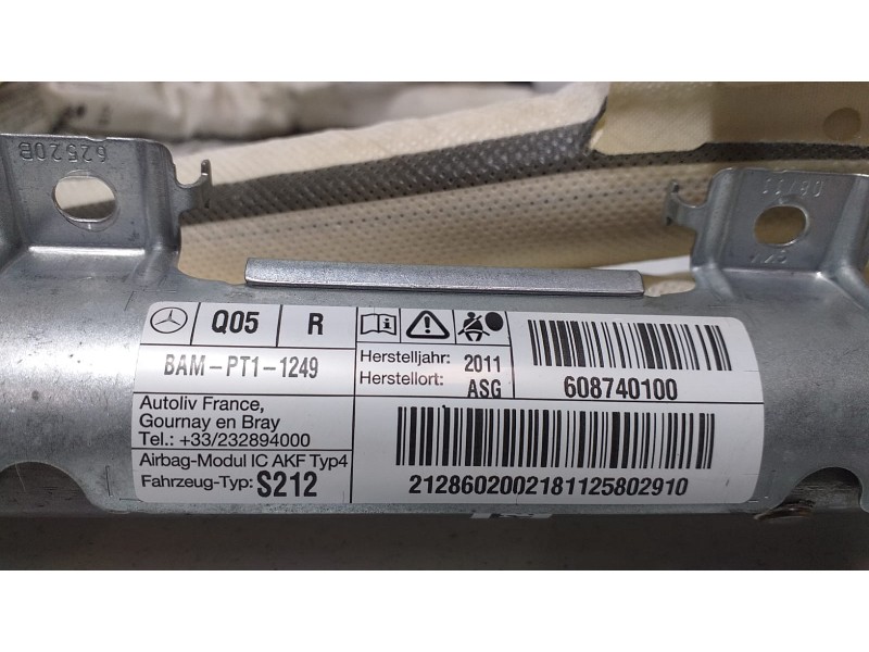 Recambio de airbag cortina delantero derecho para mercedes-benz clase e (w212) familiar 220 cdi blueefficiency (212.202) referen