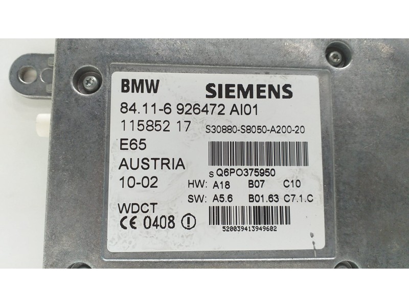 Recambio de modulo electronico para bmw serie 7 (e65/e66) 735i referencia OEM IAM 84116926472 53295 