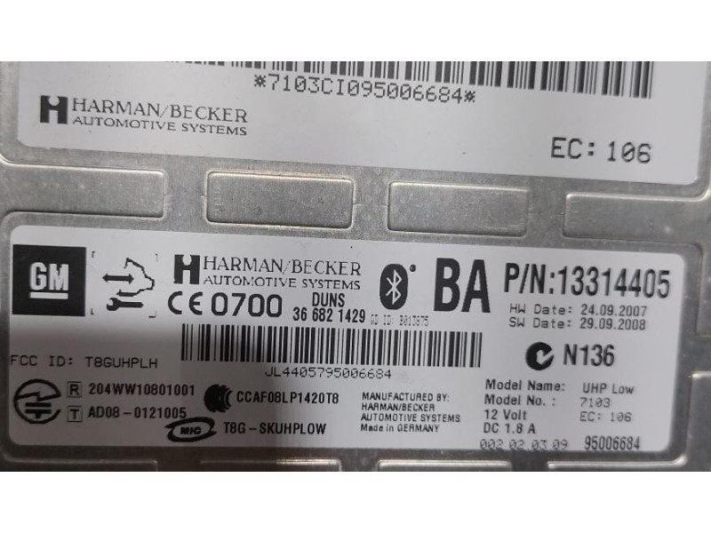 Recambio de modulo electronico para opel insignia berlina cosmo referencia OEM IAM 13314405 78184 