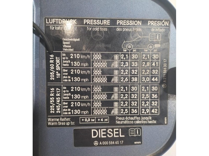 Recambio de tapa exterior combustible para mercedes-benz clase e (w211) berlina e 220 cdi (211.008) referencia OEM IAM A21175002