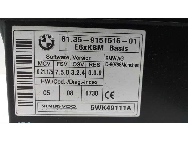 Recambio de modulo electronico para bmw serie 6 coupe (e63) 630i referencia OEM IAM 61359151516 54357 