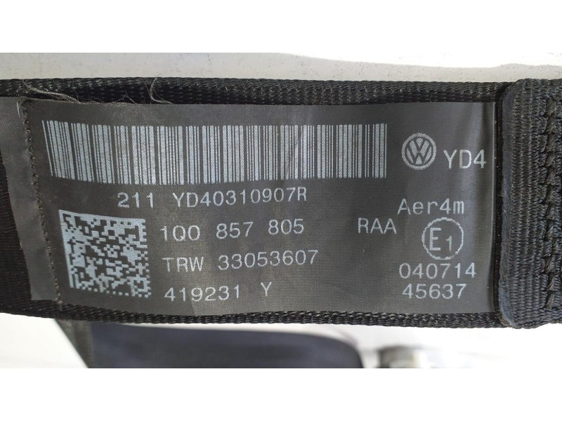 Recambio de cinturon seguridad trasero izquierdo para volkswagen eos (1f7) 2.0 tdi referencia OEM IAM 1Q0857805 69002 