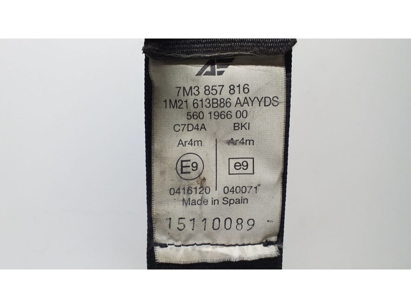 Recambio de cinturon seguridad trasero derecho para volkswagen sharan (7m6/7m9) advance referencia OEM IAM 7M3857816 69024 