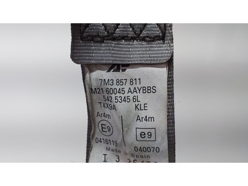 Recambio de cinturon seguridad trasero izquierdo para volkswagen sharan (7m6/7m9) advance referencia OEM IAM 7M3857811 69042 