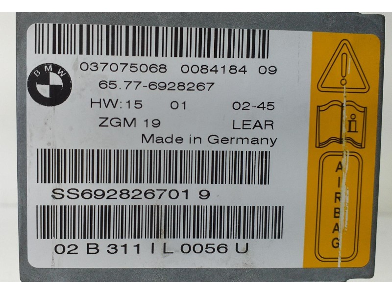 Recambio de centralita airbag para bmw serie 7 (e65/e66) 735i referencia OEM IAM 65776928267 69073 