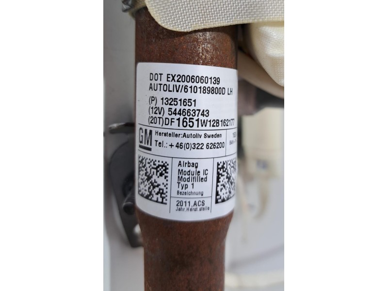 Recambio de airbag cortina delantero izquierdo para chevrolet cruze hatchback lt referencia OEM IAM 13251651 76252 R