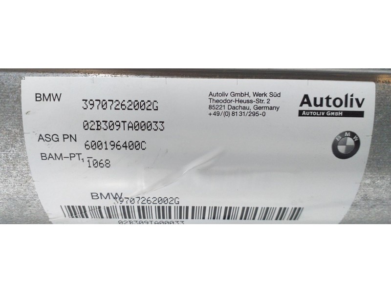 Recambio de airbag delantero derecho para bmw serie 7 (e65/e66) 735i referencia OEM IAM 39707262002G 69081 