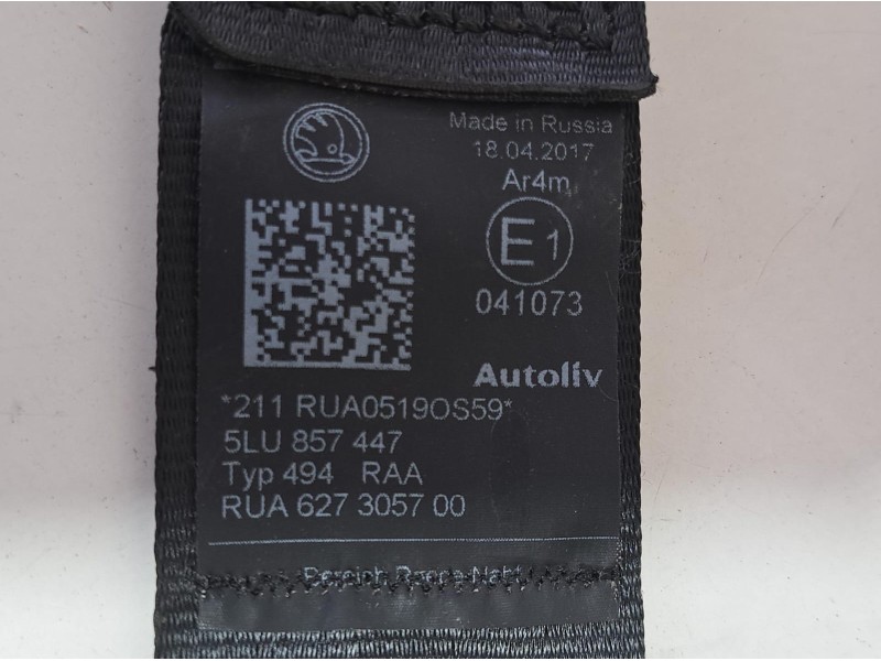 Recambio de cinturon seguridad trasero derecho para skoda yeti active referencia OEM IAM 5LU857447 76547 R