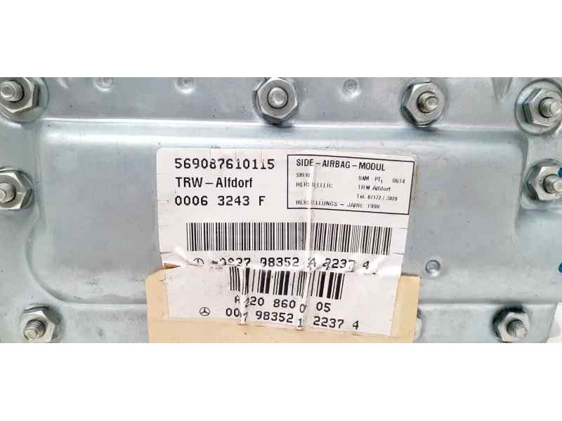 Recambio de airbag lateral trasero derecho para mercedes-benz clase s (w220) berlina 320 (220.065) referencia OEM IAM 00063243F 
