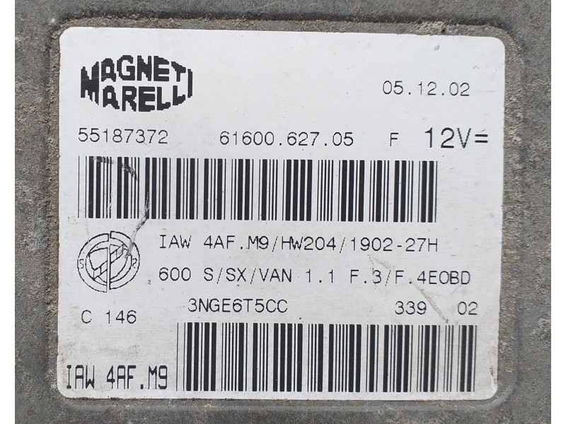 Recambio de centralita motor uce para fiat seicento (187) 1.1 referencia OEM IAM 55187372 69877 R