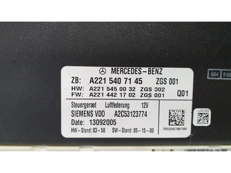 Recambio de centralita suspension para mercedes-benz clase s (w221) berlina 350 (221.056) referencia OEM IAM A2215407145 69937 