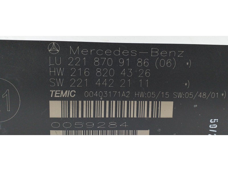 Recambio de modulo electronico para mercedes-benz clase s (w221) berlina 600 (221.176) referencia OEM IAM 2218709186 60197 