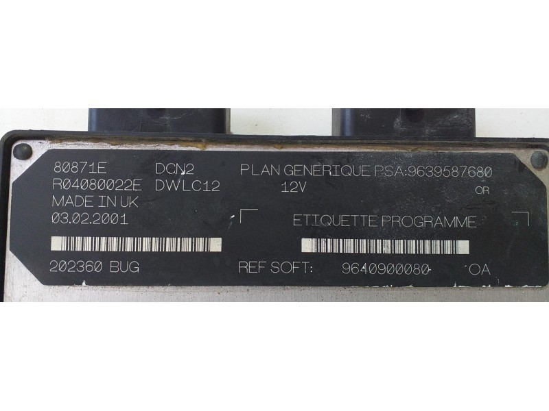 Recambio de centralita motor uce para peugeot 306 berlina 3/4/5 puertas (s2) boulebard referencia OEM IAM 9640900080 70053 R