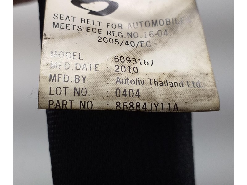 Recambio de cinturon seguridad delantero derecho para renault koleos dynamique referencia OEM IAM 86884JY11A 70086 