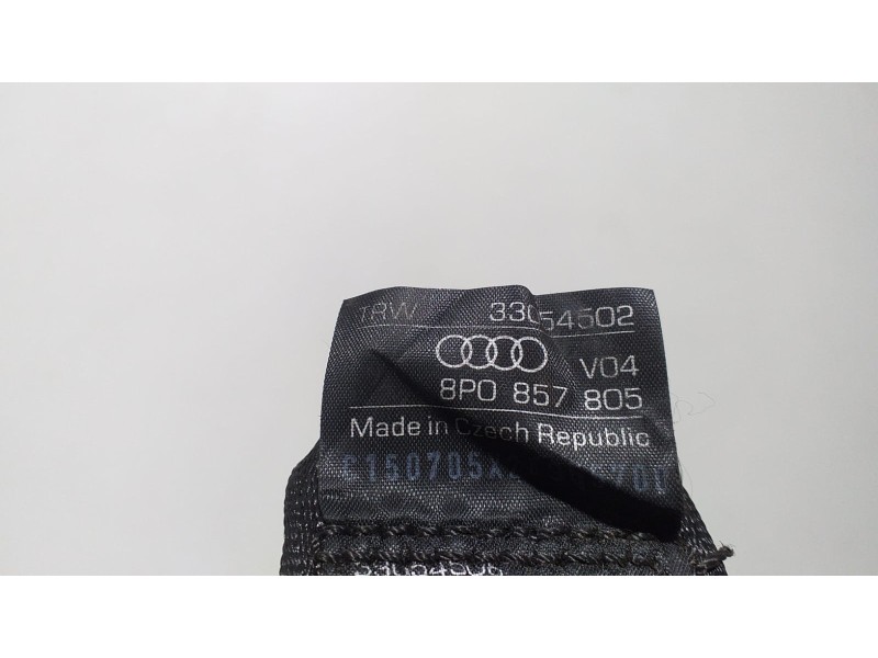 Recambio de cinturon seguridad trasero derecho para audi a3 sportback (8p) 1.6 ambiente referencia OEM IAM 8P0857805 67373  Recambio de cinturon seguridad trasero derecho para audi a3 sportback (8p) 1.6 ambiente referencia OEM IAM 8P0857805 67373