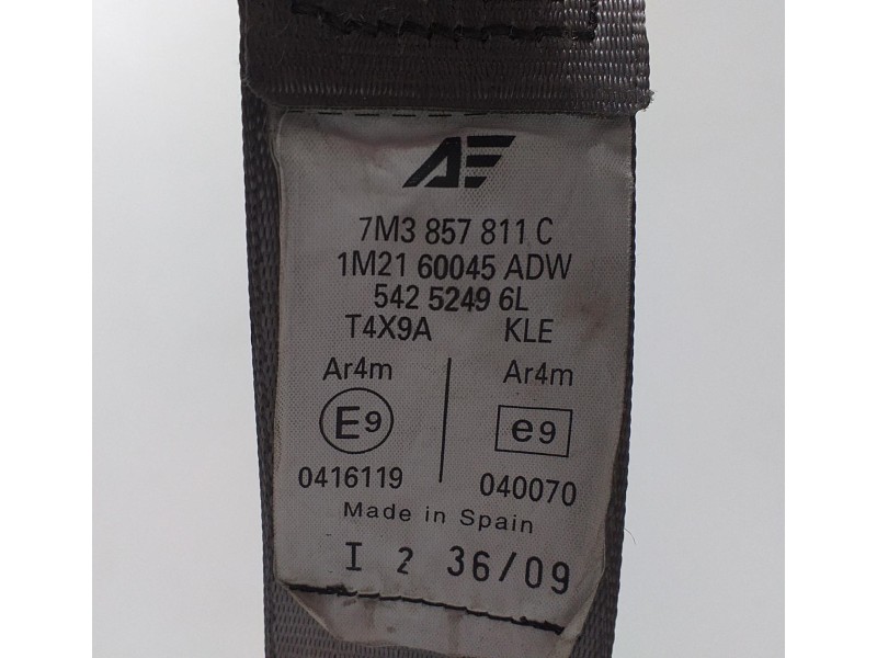 Recambio de cinturon seguridad trasero izquierdo para seat alhambra (7v9) kids referencia OEM IAM 7M3857811C 67379 