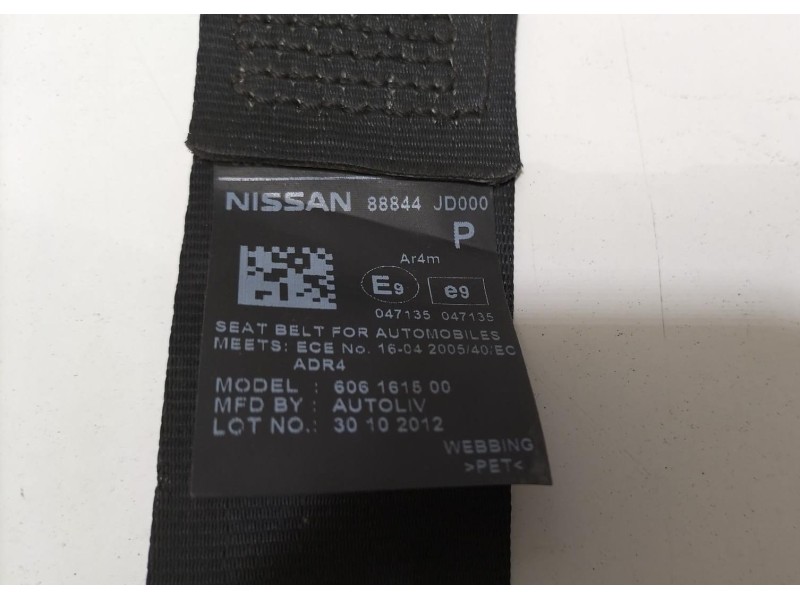 Recambio de cinturon seguridad trasero izquierdo para nissan qashqai (j10) acenta referencia OEM IAM 606161500 76967 
