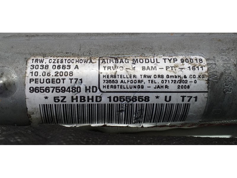 Recambio de airbag cortina delantero izquierdo para peugeot 308 1.6 16v hdi referencia OEM IAM 9656759480 74076 R