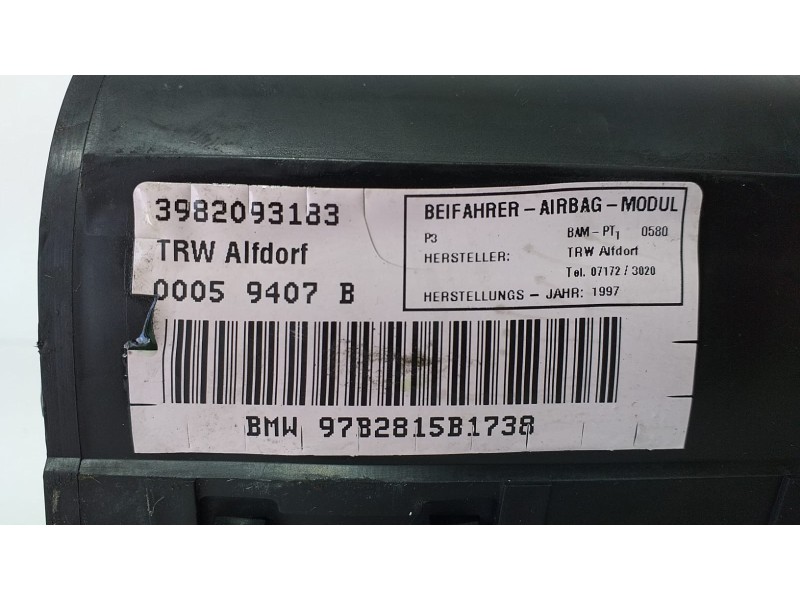 Recambio de airbag delantero derecho para bmw serie 3 coupe (e36) m3 referencia OEM IAM 3982093183 74172 R