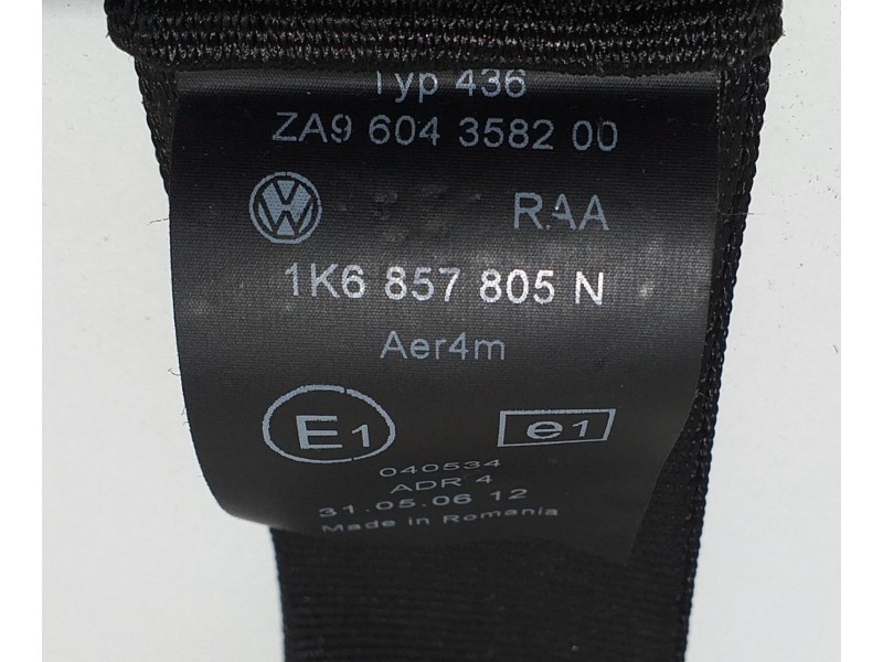 Recambio de cinturon seguridad trasero izquierdo para volkswagen golf v berlina (1k1) highline referencia OEM IAM 1K6857805N 570