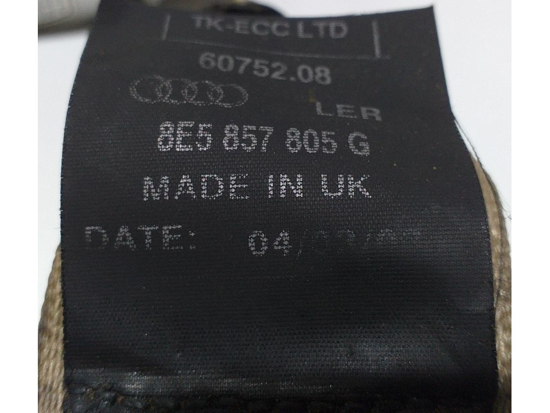 Recambio de cinturon seguridad trasero derecho para audi a4 berlina (8e) 1.9 tdi (96kw) referencia OEM IAM 8E5857805G 57114 