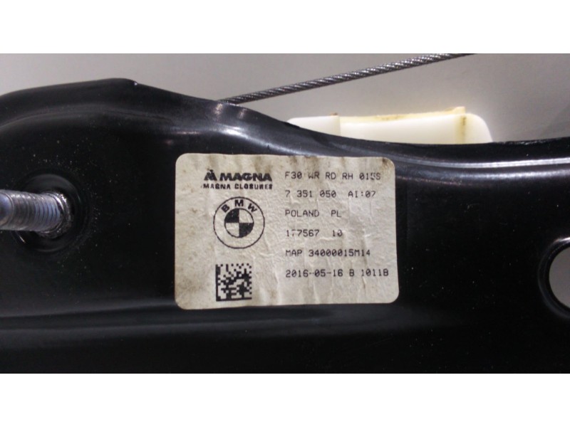 Recambio de elevalunas trasero derecho para bmw serie 3 touring (f31) 318d referencia OEM IAM 7351050 49118 