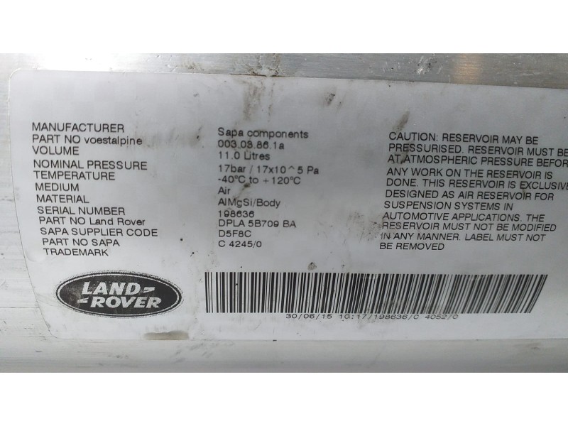 Recambio de acumulador central amortiguacion para land rover range rover sport autobiography hybrid referencia OEM IAM DPLA5B709