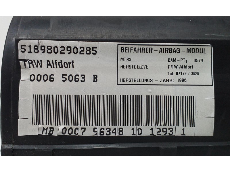Recambio de airbag delantero derecho para mercedes-benz clase e (w210) berlina diesel 290 turbodiesel (210.017) referencia OEM I