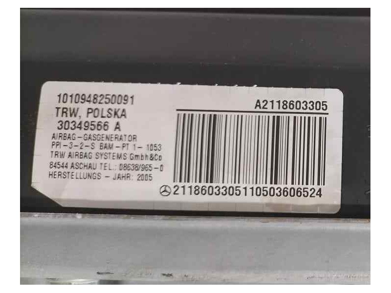 Recambio de airbag delantero derecho para mercedes-benz clase e (w211) berlina e 200 cdi (211.004) referencia OEM IAM 2118603305