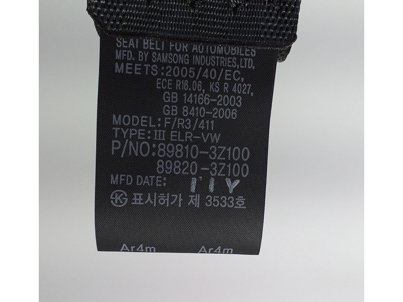 Recambio de cinturon seguridad trasero derecho para hyundai i40 comfort referencia OEM IAM 898203Z100RY 75023 R