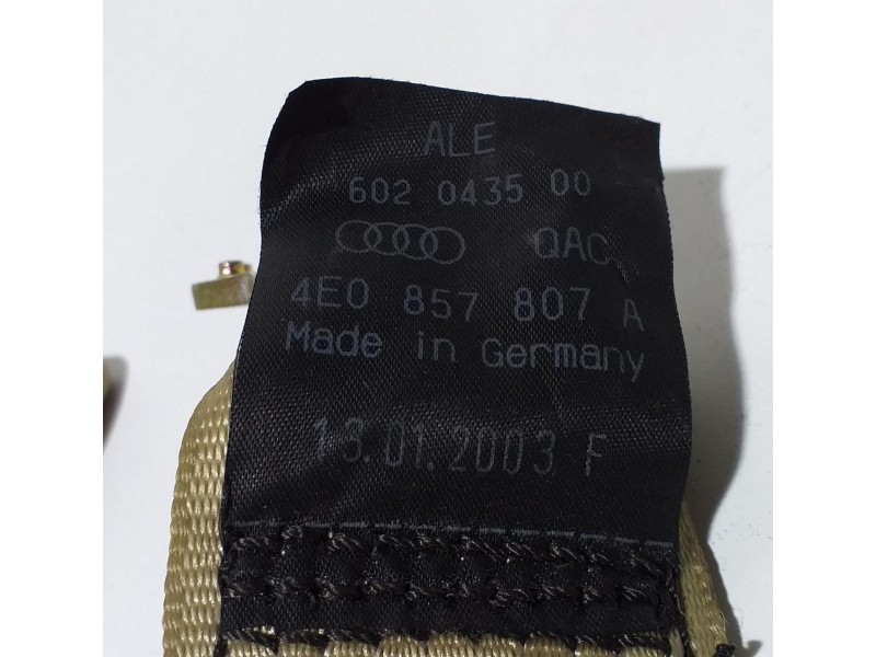 Recambio de cinturon seguridad trasero central para audi a8 (4e2) 3.7 quattro referencia OEM IAM 4E0857807A 57850 