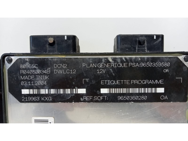Recambio de centralita motor uce para citroën berlingo 1.9 diesel referencia OEM IAM 9650359580 75178 R Recambio de centralita motor uce para citroën berlingo 1.9 diesel referencia OEM IAM 9650359580 75178 R