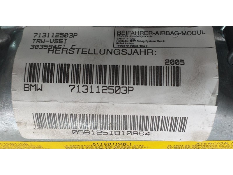 Recambio de airbag delantero derecho para bmw x5 (e53) 3.0d referencia OEM IAM 713112503P 54075 