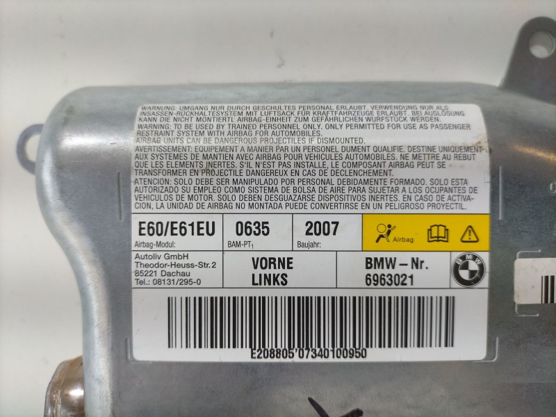 Recambio de airbag lateral delantero izquierdo para bmw serie 5 berlina (e60) 520d referencia OEM IAM 601190401F  