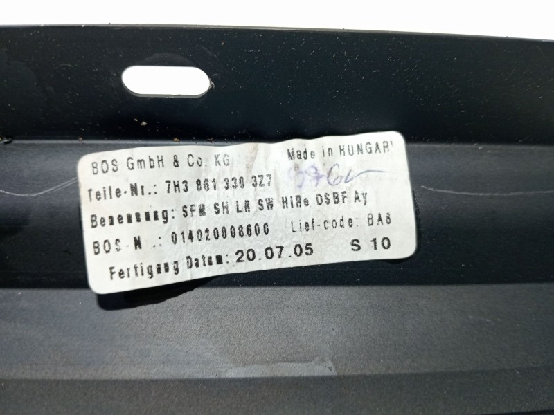 Recambio de bandeja trasera para volkswagen transporter t5 autobús (7hb, 7hj, 7eb, 7ej) 2.5 tdi referencia OEM IAM 7H38613303z7 
